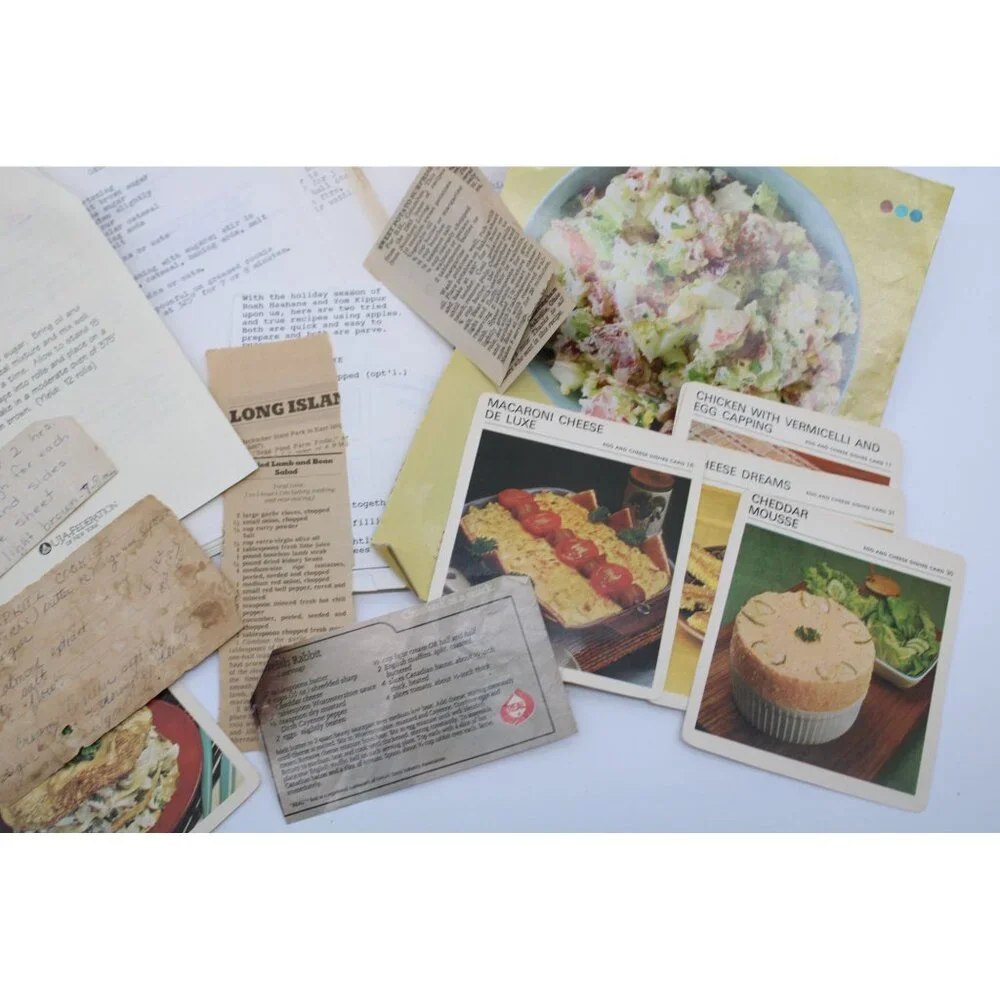 Lot Vintage Recipe Cards Pages handwritten Newspaper Clippings 94043